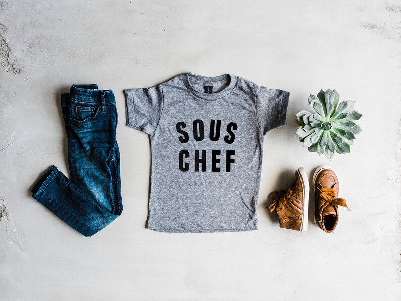 Sous Chef Toddler Tee Unique Kids Clothes Head Chef Sous Chef Matching Typographic Tee Unique Modern Kids Clothes FREE SHIPPING image 2