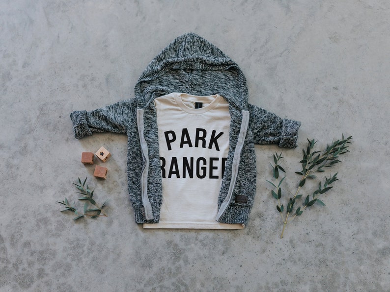 Park Ranger Baby and Kids Tee Punny Organic Cotton Graphic Tee for Outdoorsy Little Ones Unisex Cream Kids Shirt FREE SHIPPING image 6