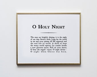 O Holy Night Vintage Style Christmas Lyrics Poster • Modern Farmhouse Christmas Print • Christmas Wall Art • O Holy Night