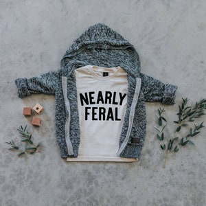 Nearly Feral Baby and Kids Tee Funny Organic Cotton Graphic Tee for Wild Little Ones Feral Kids T-Shirt in Natural FREE SHIPPING image 6