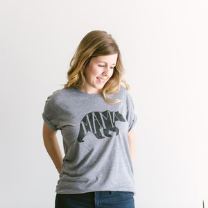 Mama Bear T-shirt Hand-lettered Typographic Whimsical Bear Design Heather Gray Mom Shirt Mama Bear Tee FREE SHIPPING Mother's Day image 3