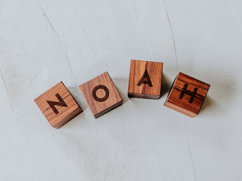 Custom Name Wooden Blocks Handmade Personalized Blocks on Solid Wood Montessori Wooden Toy & Nursery Decor Handmade in USA image 7