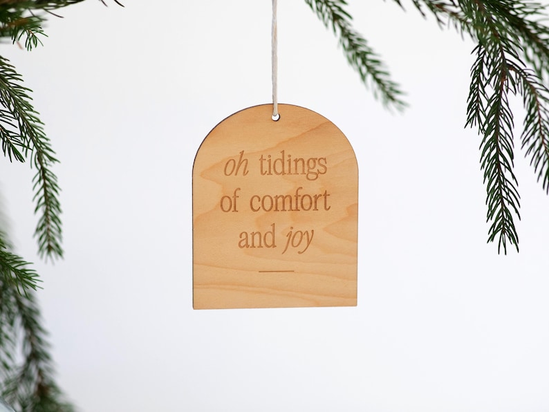Oh Tidings of Comfort and Joy Modern Typographic Christmas Ornament