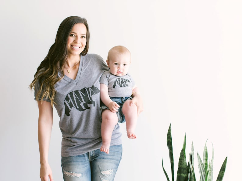 Mama Bear T-shirt Hand-lettered Typographic Whimsical Bear Design Heather Gray Mom Shirt Mama Bear Tee FREE SHIPPING Mother's Day image 5