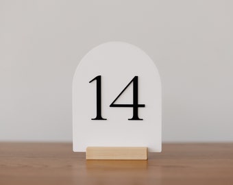 Modern Arch Table Numbers for Wedding and Events • Black and White Acrylic Table Numbers and Wedding Signage • Event and Reception Decor