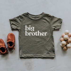 Big Brother Olive Green Baby & Kids T-Shirt Unique Trendy Graphic Tee for Brothers Super Soft Matching Brother Tri-Blend Tees image 1