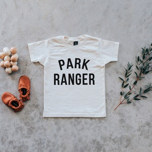 Park Ranger Baby and Kids Tee Punny Organic Cotton Graphic Tee for Outdoorsy Little Ones Unisex Cream Kids Shirt FREE SHIPPING image 2