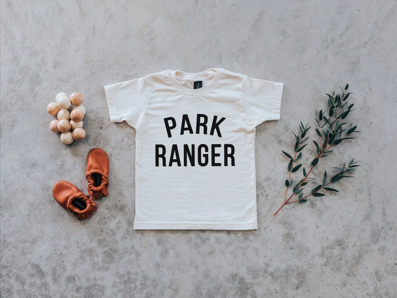 Park Ranger Baby and Kids Tee Punny Organic Cotton Graphic Tee for Outdoorsy Little Ones Unisex Cream Kids Shirt FREE SHIPPING image 2