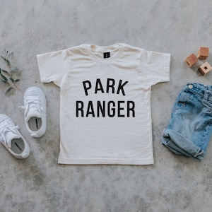 Park Ranger Baby and Kids Tee • Punny Organic Cotton Graphic Tee for Outdoorsy Little Ones • Unisex Cream Kids Shirt • FREE SHIPPING