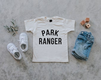 Park Ranger Baby and Kids Tee • Punny Organic Cotton Graphic Tee for Outdoorsy Little Ones • Unisex Cream Kids Shirt • FREE SHIPPING