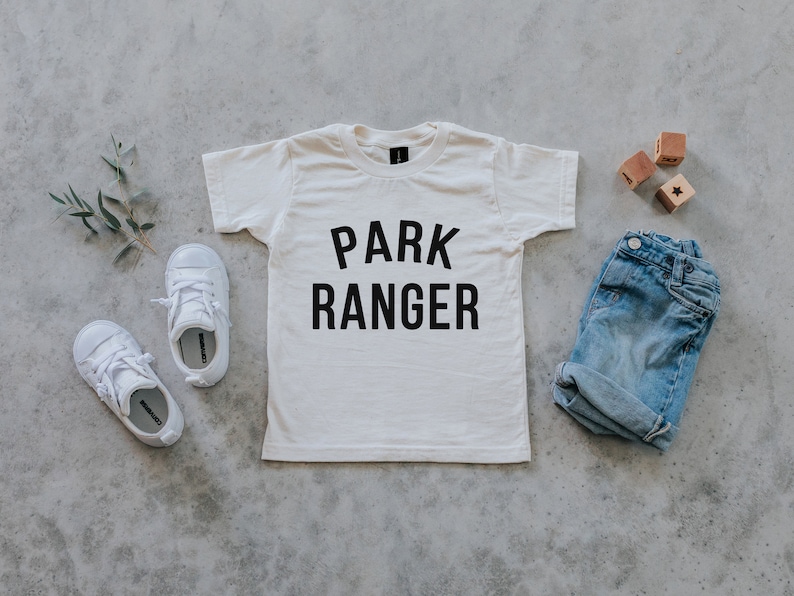 Park Ranger Baby and Kids Tee Punny Organic Cotton Graphic Tee for Outdoorsy Little Ones Unisex Cream Kids Shirt FREE SHIPPING image 1