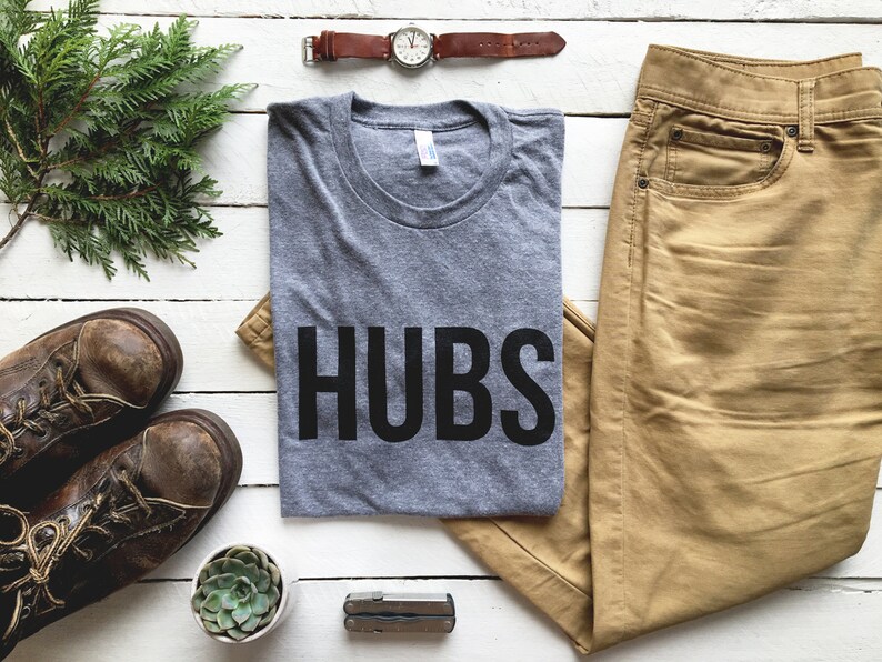 HUBS Tshirt Husband Shirt Handlettered Typographic Etsy