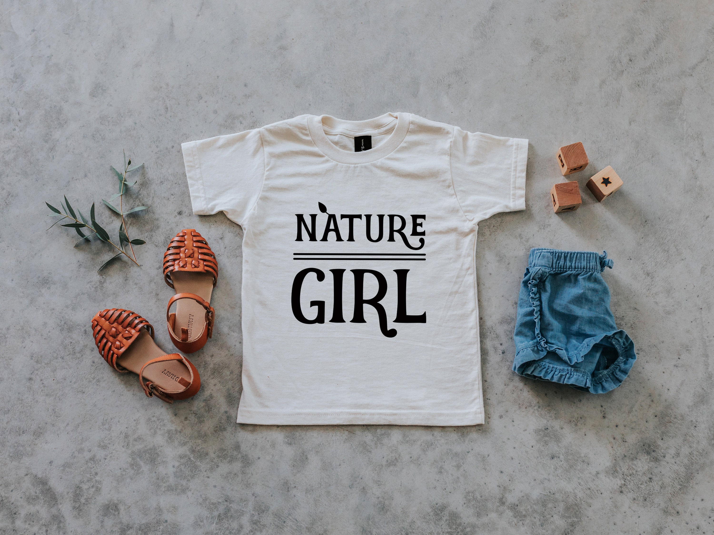 Nature Girl Cream Kids Tee • Organic Cotton Tee for Outdoorsy Girls • Explorer and Nature Lover Girls Shirt • FREE SHIPPING