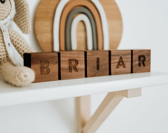 Custom Name Wooden Blocks • Handmade Personalized Blocks on Solid Wood • Montessori Wooden Toy & Nursery Decor • Handmade in USA