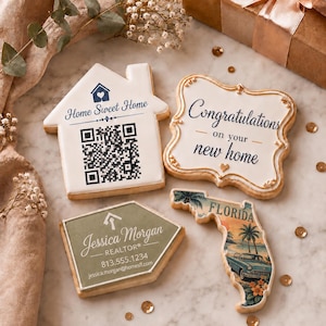 Custom QR Code Cookies | Edible Logo Cookies | Business Branded Cookies | Real Estate Open House Cookies | Corporate Gift Cookies