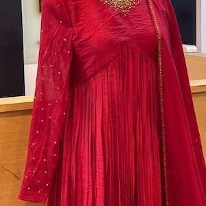 Handwork Mulmul Cotton Anarkali Suit Set, 20 Colors Ethnic Dress
