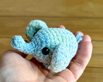 Crocheted Blue Elephant Plush: Velvet Amigurumi Toy