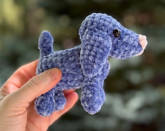 Crocheted Baby Blue Puppy Amigurumi – Velvet Yarn Cuddly Toy