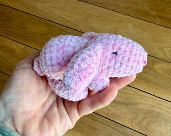 Crocheted Baby Bunny Plush - Tiny Pink Velvet Amigurumi