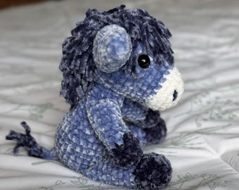 Crocheted Donkey Plush Toy – Soft Velvet Amigurumi Cuddly Animal