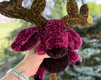 Mythical dragon moose stuffed toy - Crochet amigurumi mythical creature
