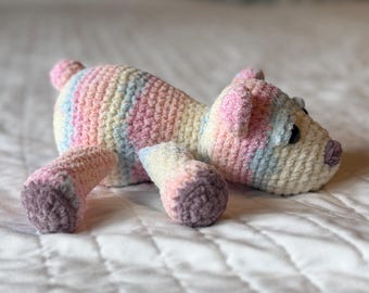 Crocheted Rainbow Baby Bear Cub Plush: Amigurumi Teddy Bear Toy
