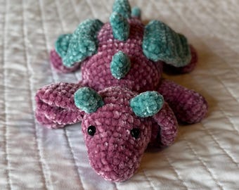 Crocheted Velvet Dragon Plush Toy: Amigurumi Stuffed Animal