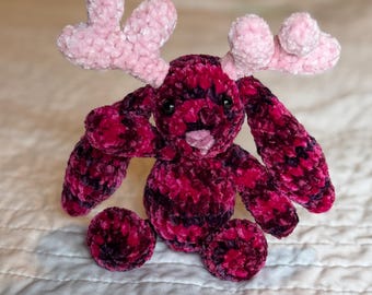 Mythical Jackalope crocheted toy: amigurumi emotional support jackalope stuffy