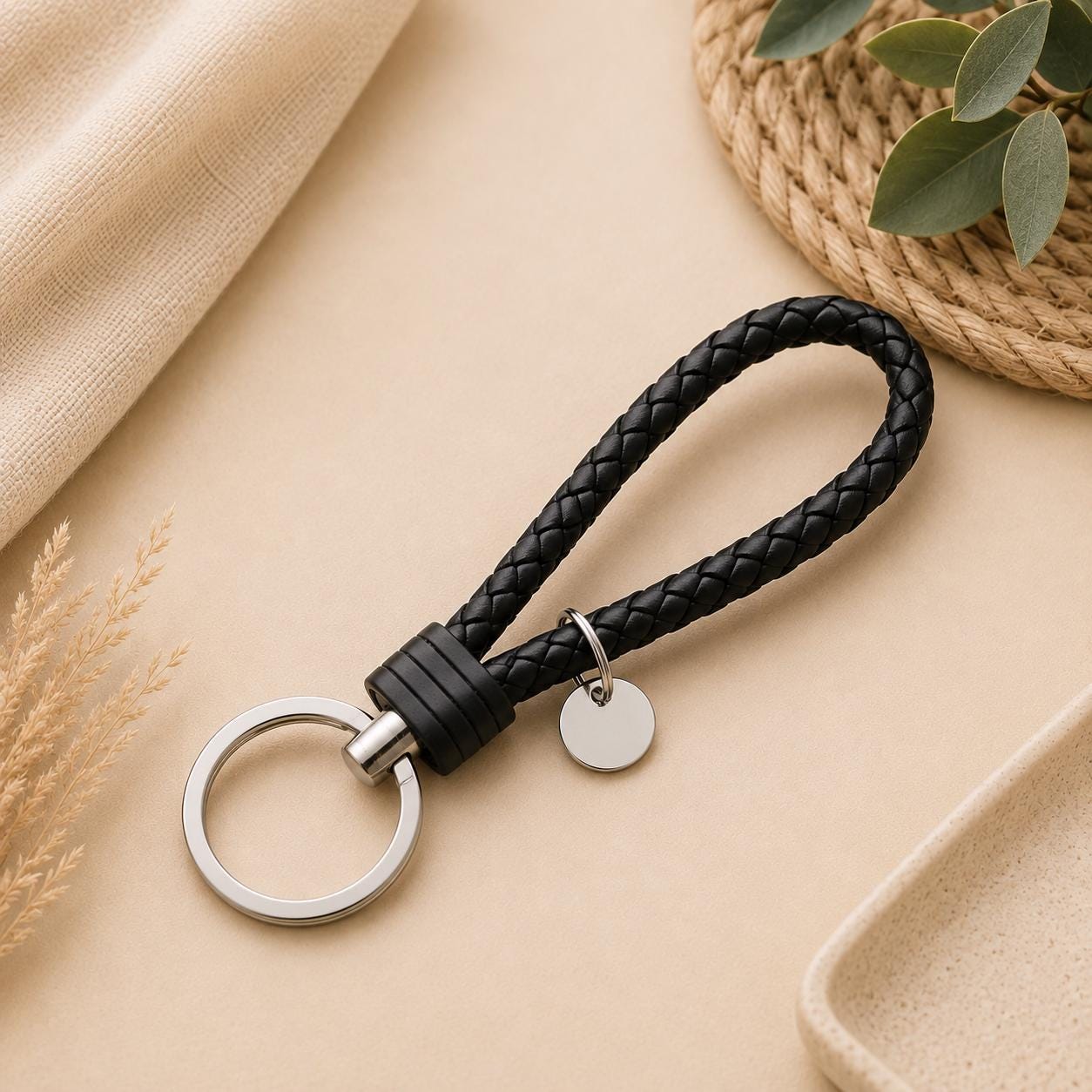 Braided Leather Keychain - Etsy