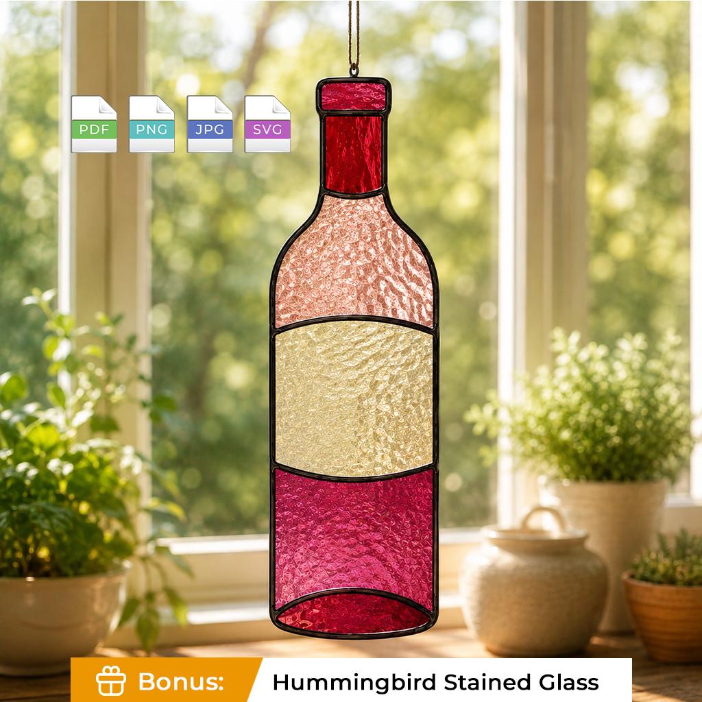 Wine bottle stained glass - Etsy 日本