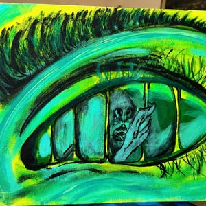 Hand-painted Acrylic Eye Canvas Art: Sentinel of Secrets Painting image 2