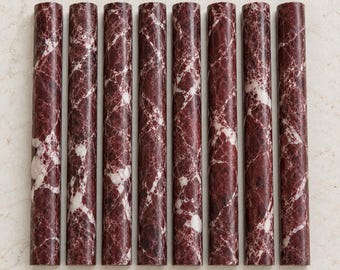Rosso Levanto Marble Wall Rods, Fluted Marble Wall Tiles, Decorative Stone Trim, Luxury Wall Cladding, Natural Red Marble