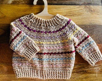 Rainbow Sweater (0-6 Months, 6-12 Months, 1-2 Years) - Handmade Crochet Baby Sweater - Made To Order