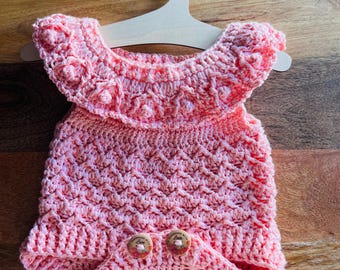 Meadow Romper (0-6 Months, 6-12 Months, 12-18 Months, 18-24 Months) - Handmade Crochet Baby Romper - Made To Order