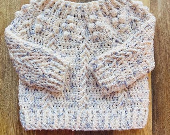 Joko Sweater (0-6 Months, 6-12 Months, 1-2 Years) - Handmade Crochet Baby Sweater - Made To Order