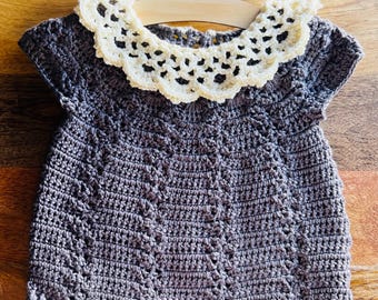 Lace Collar Romper (0-6 Months, 6-12 Months, 12-18 Months, 18-24 Months) - Handmade Crochet Baby Romper - Made To Order