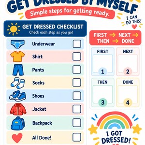 Getting Dressed Printable for Preschool | Visual Routine, Clothing Sequence & Independence PDF