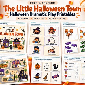 Preschool Halloween Dramatic Play Kit: Costume Shop, Pumpkin Patch & Trick-or-Treat Street image 1