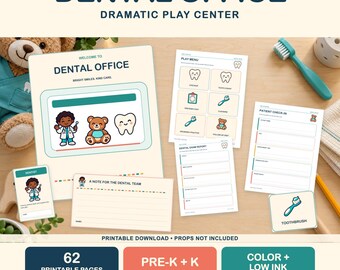 Dentist Dramatic Play Printables | Preschool Dental Office Pretend Play | 62-Page PDF