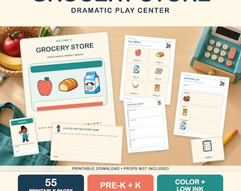 Grocery Store Dramatic Play Printables for Preschool & Pre-K