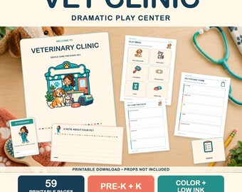Vet Clinic Dramatic Play Printables for Preschool & Pre-K