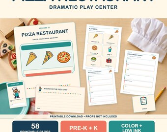Pizza Restaurant Dramatic Play Printables for Preschool & Pre-K