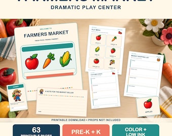 Farmers Market Dramatic Play Printables | Preschool Pretend Play Center (63-Page PDF)