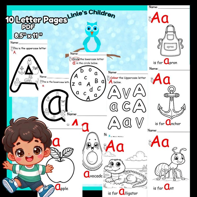 Letter A Worksheets, Preschool Alphabet Coloring Pages (PDF) - Etsy