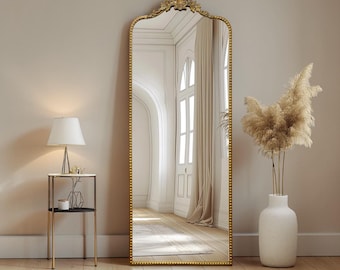 Gold Arched Full Length Mirror 75x30, Decorative Floor, Free Standing Dressing