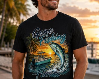 T-shirt met afbeelding van een tropisch strand aan de kust van Florida voor een zomerse vakantie.