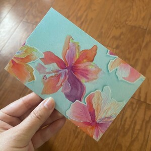 Pre-stamped Watercolor Hibiscus Postcard