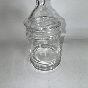 Vintage Apothecary Pharmacy Clear Glass Jar with Knob Top Lid Candy 7x3.25”EUC