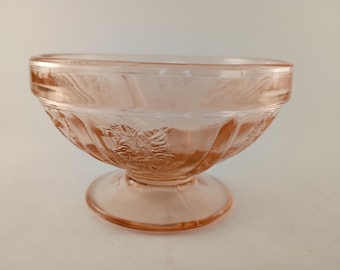 Federal Sharon Cabbage Rose Pink Sherbet Dish Ice Cream Bowl Depression Glass