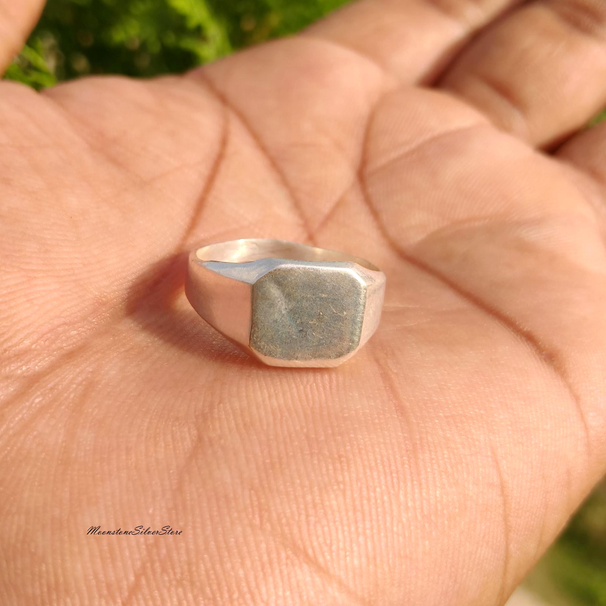 Square Silver Plain Ring - Etsy